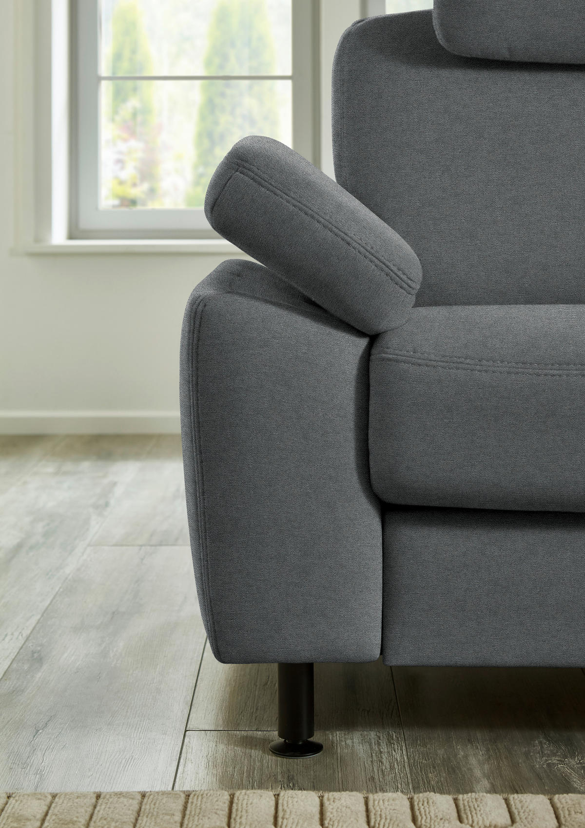 ECKSOFA Flachgewebe Anthrazit  - Anthrazit/Schwarz, Konventionell, Textil/Metall (248/252cm) - Beldomo Comfort