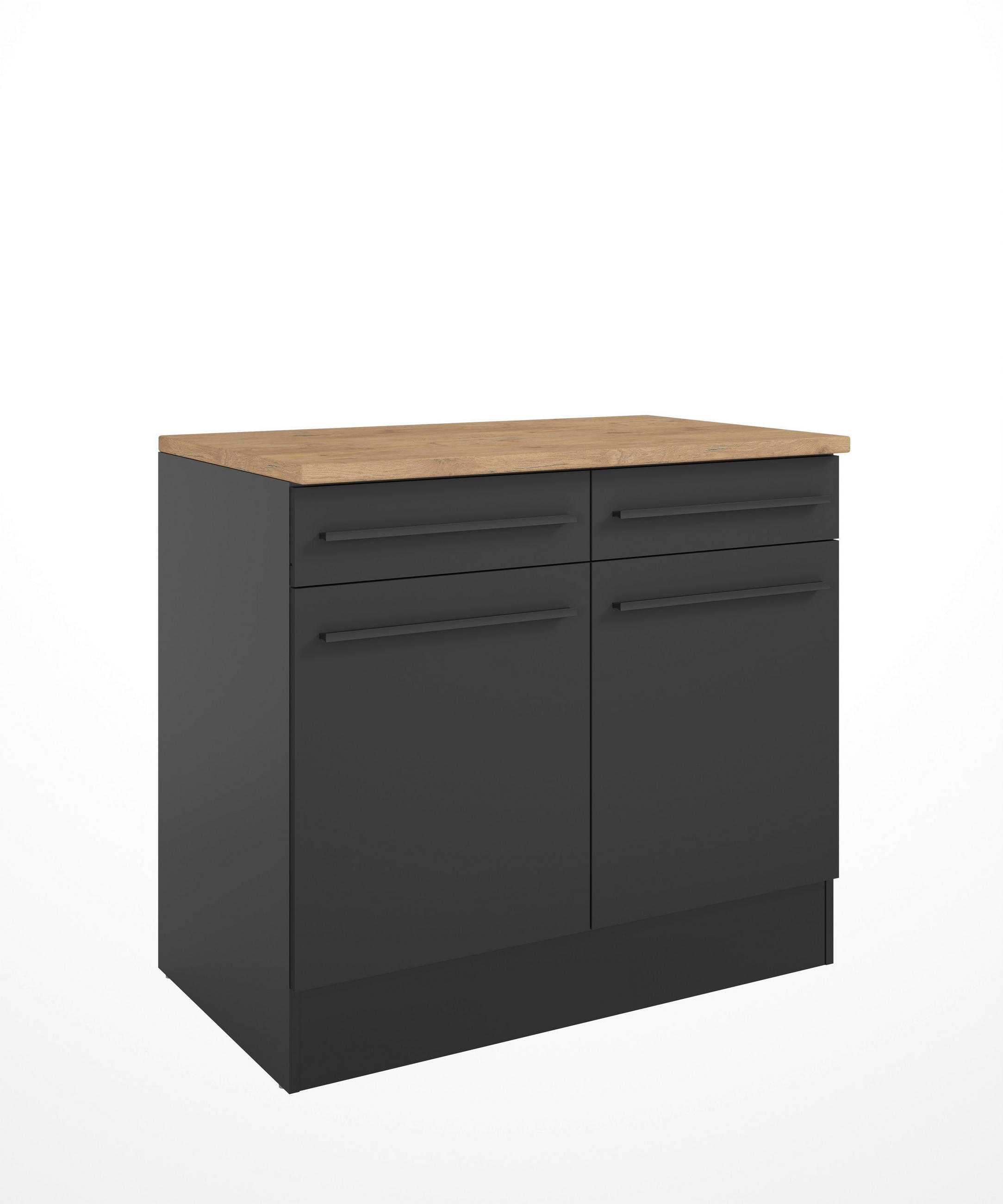 SCHUBKASTENUNTERSCHRANK 100/90/60 cm  in Schwarz  - Eichefarben/Schwarz, Basics, Holzwerkstoff/Kunststoff (100/90/60cm) - P & B