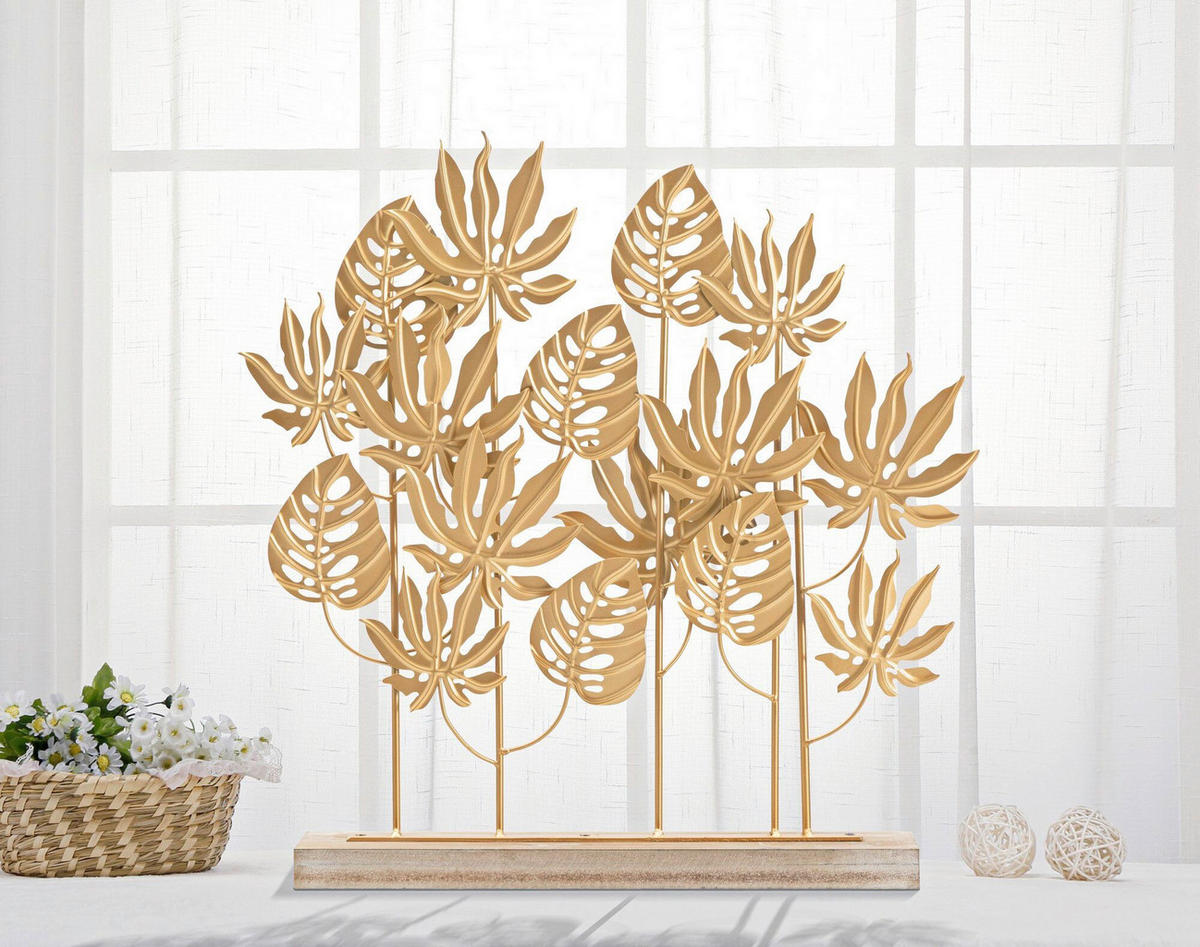 SKULPTUR - Goldfarben, Basics, Holzwerkstoff/Metall (56/57.5/10cm)