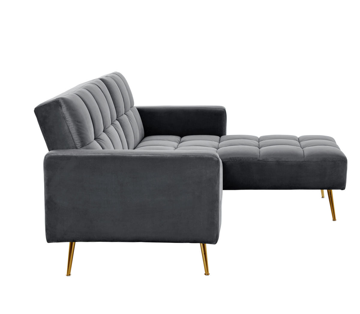 ECKSCHLAFSOFA CHILLAX POSH CORNER EU Grau, Platinfarben Samt  - Platinfarben/Goldfarben, MODERN, Holz/Textil (244/150cm) - Livetastic
