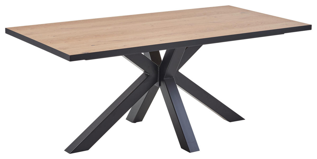 ESSTISCH Eiche furniert rechteckig Schwarz, Eichefarben  - Eichefarben/Schwarz, Design, Holz/Holzwerkstoff (180/100/76cm) - Valdera