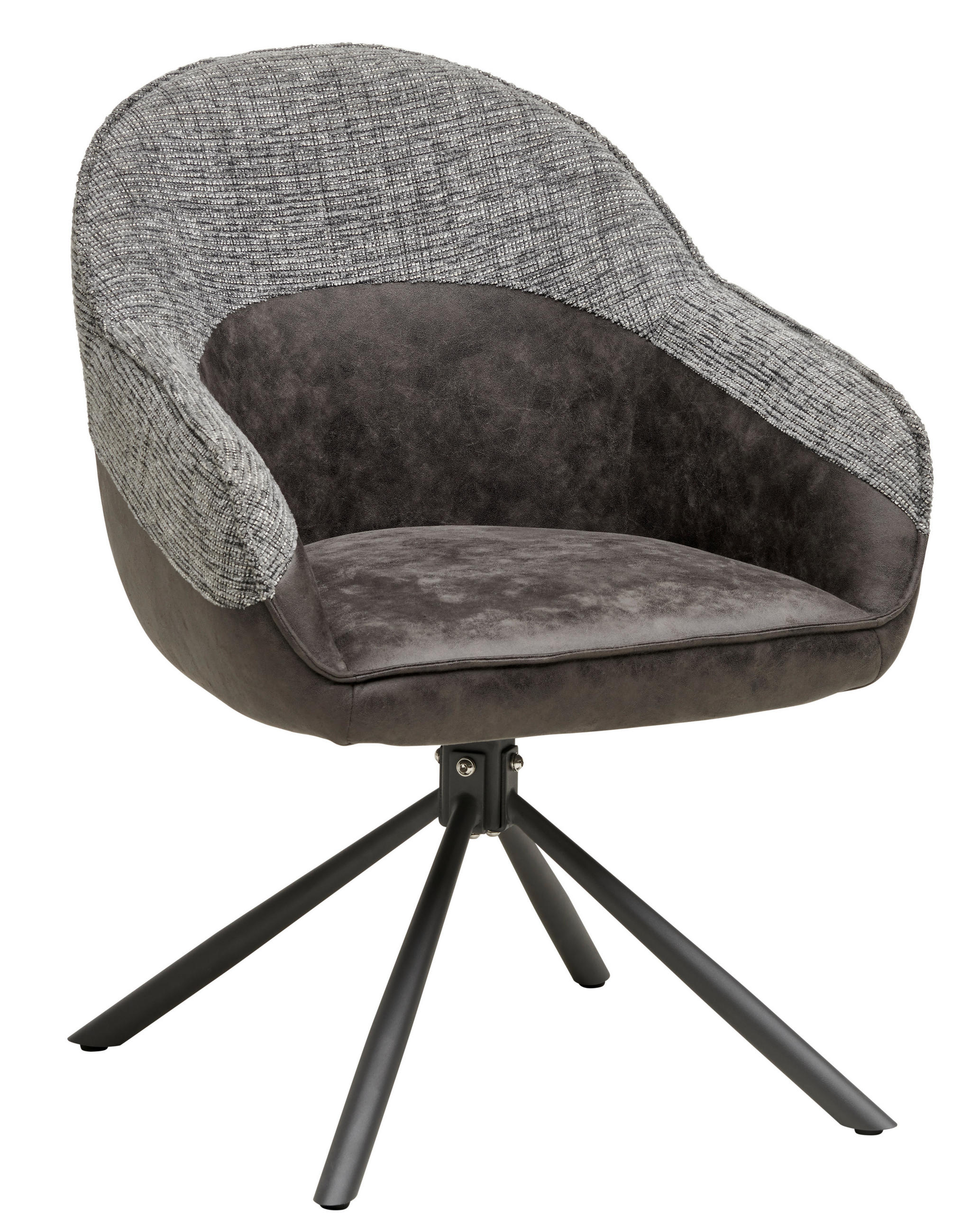 ARMLEHNSTUHL  in Eisen Lederlook, Webstoff  - Schwarz/Grau, MODERN, Holz/Textil (62/60/85cm) - MID.YOU