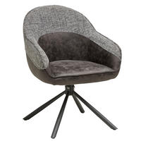 ARMLEHNSTUHL  in Eisen Lederlook, Webstoff  - Schwarz/Grau, MODERN, Holz/Textil (62/60/85cm) - MID.YOU