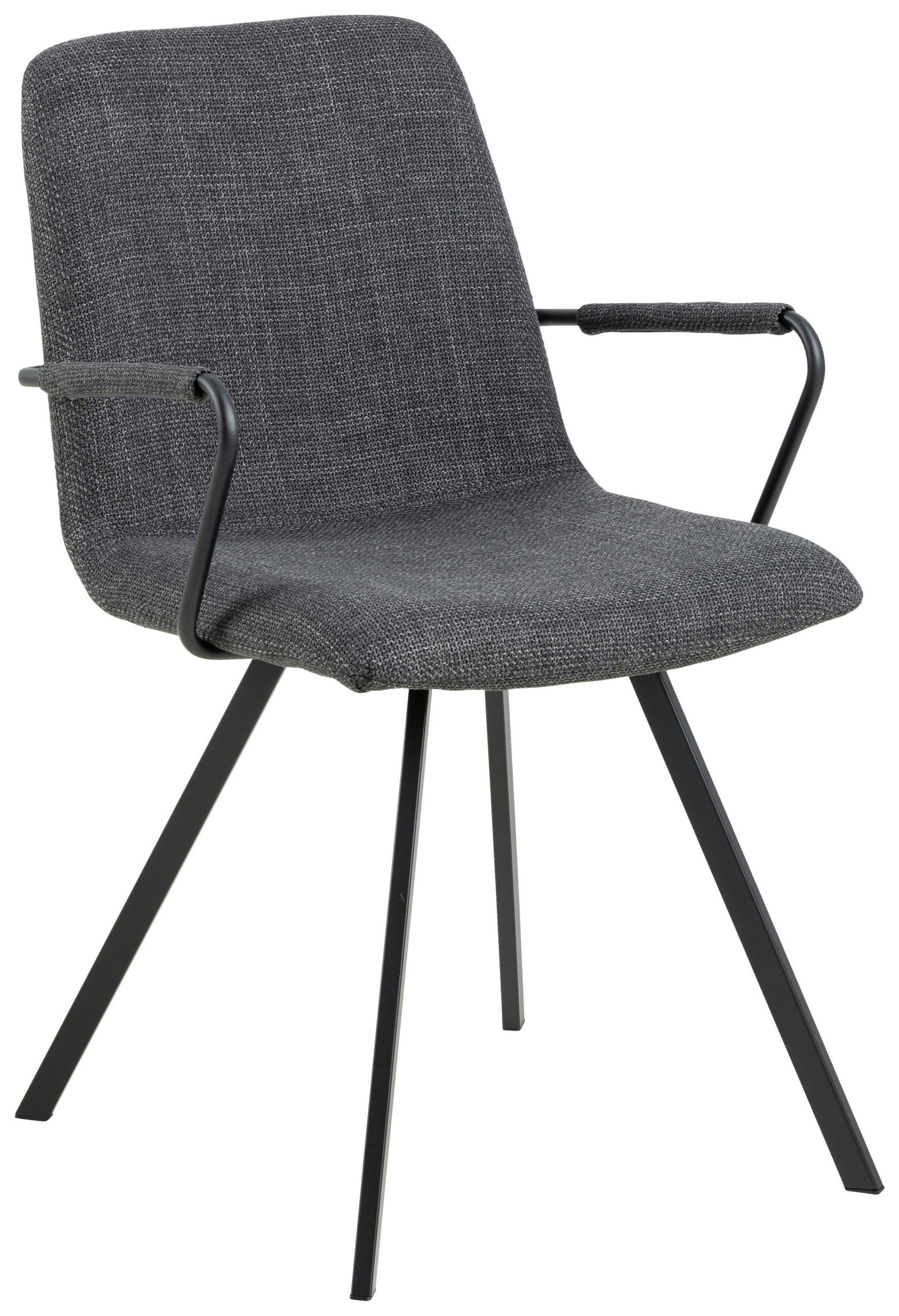 STOLIČKA S PODRÚČKAMI, tkaná textília, tmavosivá - tmavosivá, Design, kov/textil (55,5/85/50,5cm) - MID.YOU