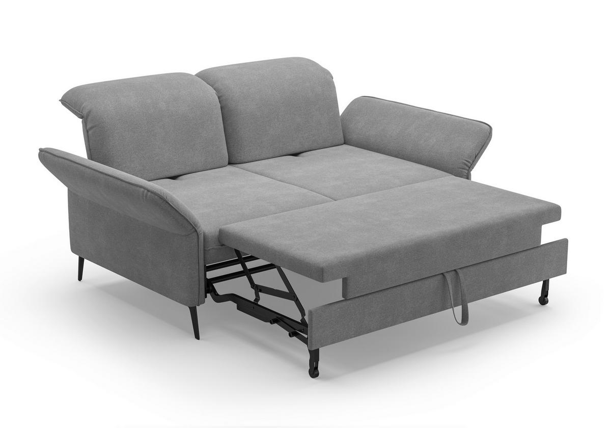 2,5-SITZER in Flachgewebe Grau  - Schwarz/Grau, Konventionell, Textil/Metall (189/92/123cm) - Sit & More