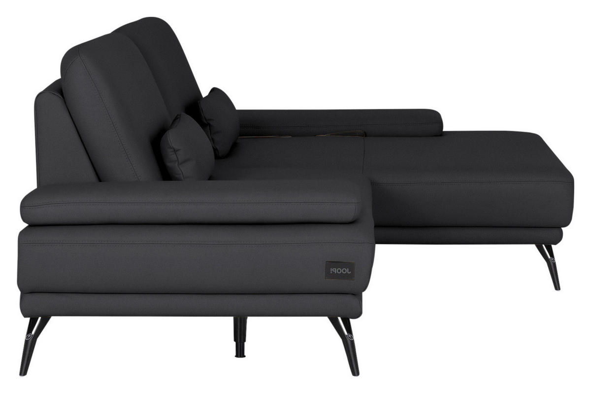 ECKSOFA Echtleder Anthrazit  - Anthrazit/Schwarz, Konventionell, Leder/Metall (301/180cm) - Joop!