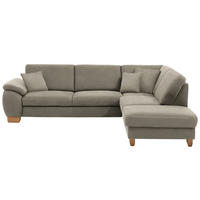 ECKSOFA in Mikrofaser Hellgrau  - Wildeiche/Beige, Natur, Holz/Textil (286/236cm) - Voleo