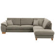 ECKSOFA in Mikrofaser Hellgrau  286/236 cm  - Wildeiche/Beige, Natur, Holz/Textil (286/236cm) - Voleo