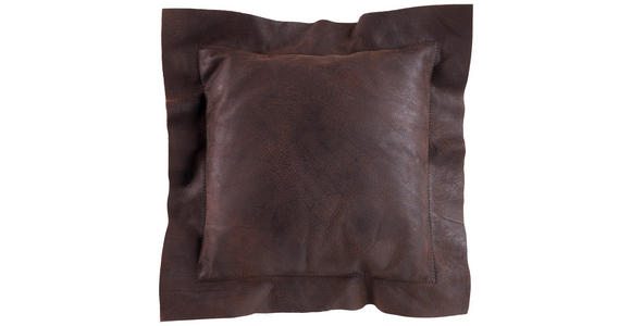 ZIERKISSEN 52/52 cm - Dunkelbraun, Design, Leder (52/52cm) - Ambiente