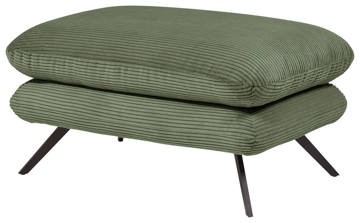 HOCKER Cord Grün  - Schwarz/Grün, MODERN, Textil/Metall (90/45/60cm) - Pure Home Lifestyle