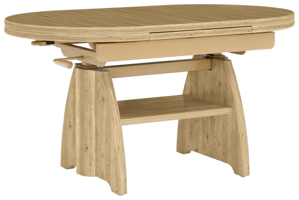 COUCHTISCH Wildeiche furniert 110-130,5/65/56-75 cm oval Wildeiche, Eiche Bianco  - Wildeiche/Eiche Bianco, KONVENTIONELL, Holzwerkstoff/Metall (110-130,5/65/56-75cm) - Venda