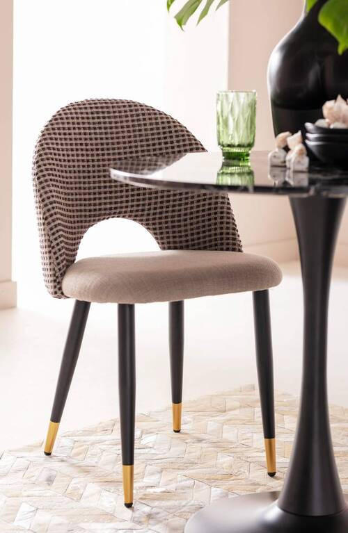 STUHL Webstoff Schwarz, Goldfarben, Beige  - Beige/Goldfarben, Design, Textil/Metall (49/84/54cm) - Kare-Design