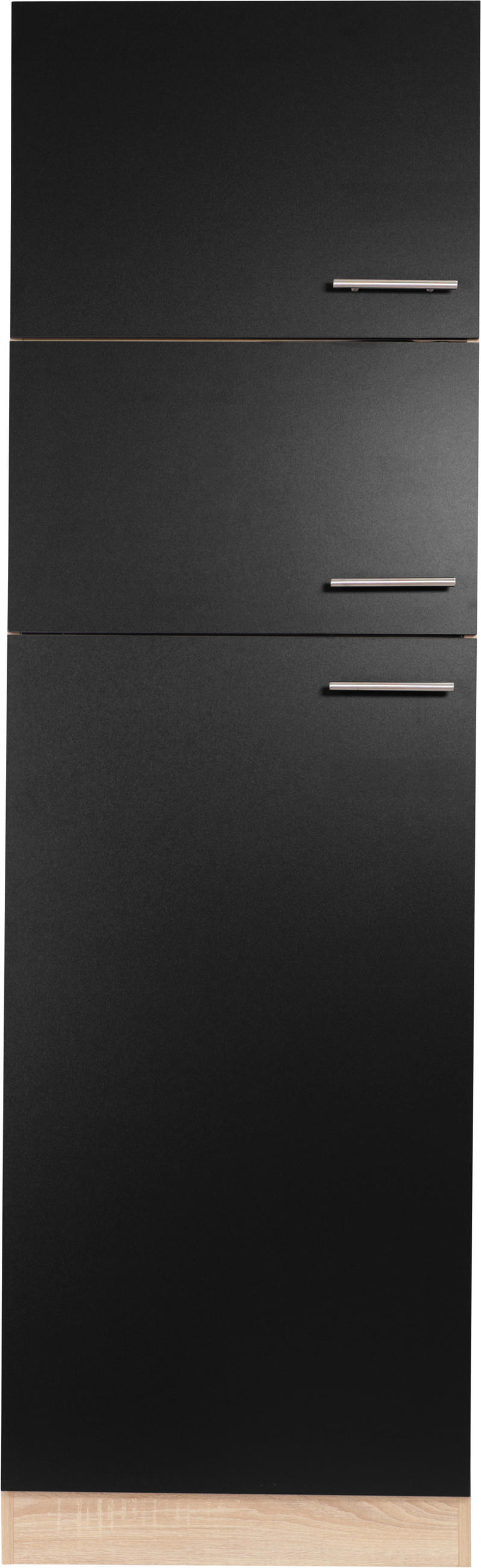 GERÄTEUMBAUSCHRANK 60/200/60 cm  in Schwarz, Eichefarben  - Eichefarben/Silberfarben, Basics, Holzwerkstoff/Metall (60/200/60cm) - Respekta