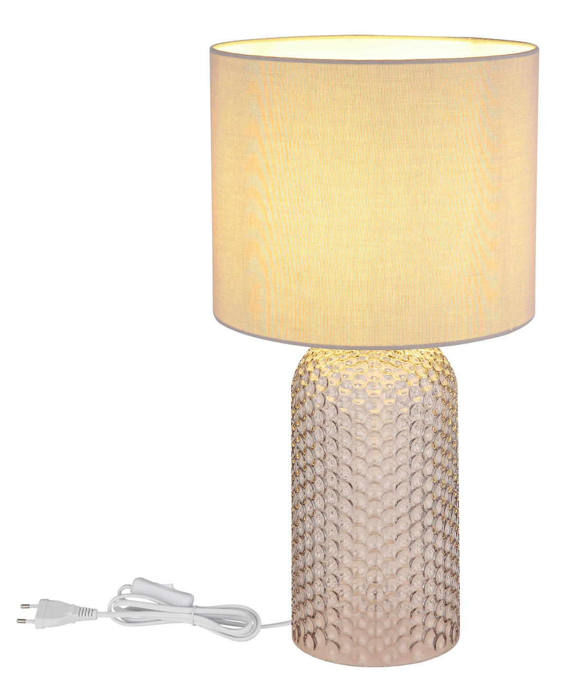 STOLNÍ LAMPA, E27, 26,5/50 cm  - šedá/bílá, Basics, textil/plast (26,5/50cm) - Globo