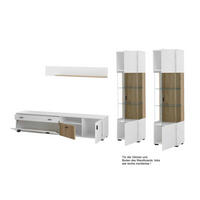 WOHNWAND 4-teilig  in Weiß, Eichefarben  316/180/42 cm  - Eichefarben/Schwarz, Design, Glas/Holzwerkstoff (316/180/42cm) - MID.YOU