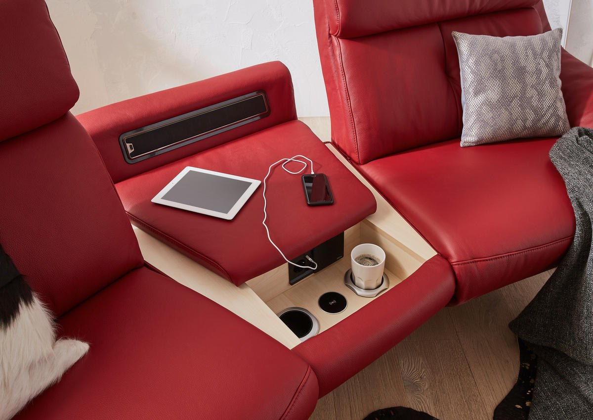HEIMKINO-SOFA Echtleder Rot  - Anthrazit/Rot, KONVENTIONELL, Leder (254/107/105cm) - Himolla Komfortklass
