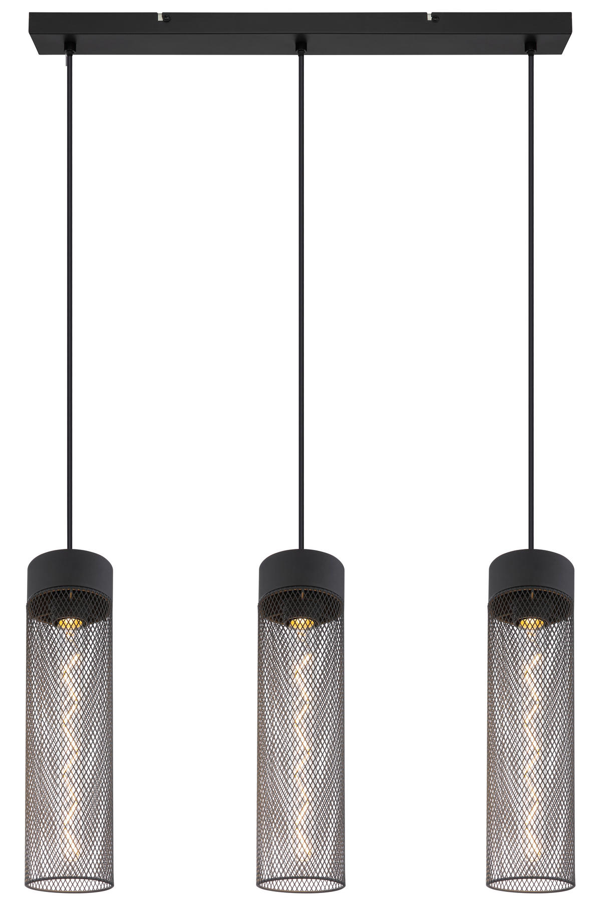HÄNGELEUCHTE 60/9,5/120 cm   - Schwarz, Design, Metall (60/9,5/120cm) - Globo