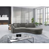 ECKSOFA in Samt Grau  - Schwarz/Grau, Modern, Kunststoff/Textil (266/230cm) - Sit & More
