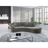 ECKSOFA in Samt Grau  - Schwarz/Grau, Modern, Kunststoff/Textil (266/230cm) - Sit & More
