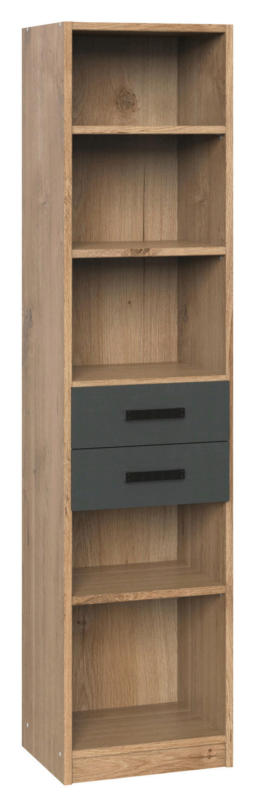 REGALELEMENT Graphitfarben, Eichefarben  - Eichefarben/Graphitfarben, Design, Holzwerkstoff (47/198/38cm) - MID.YOU