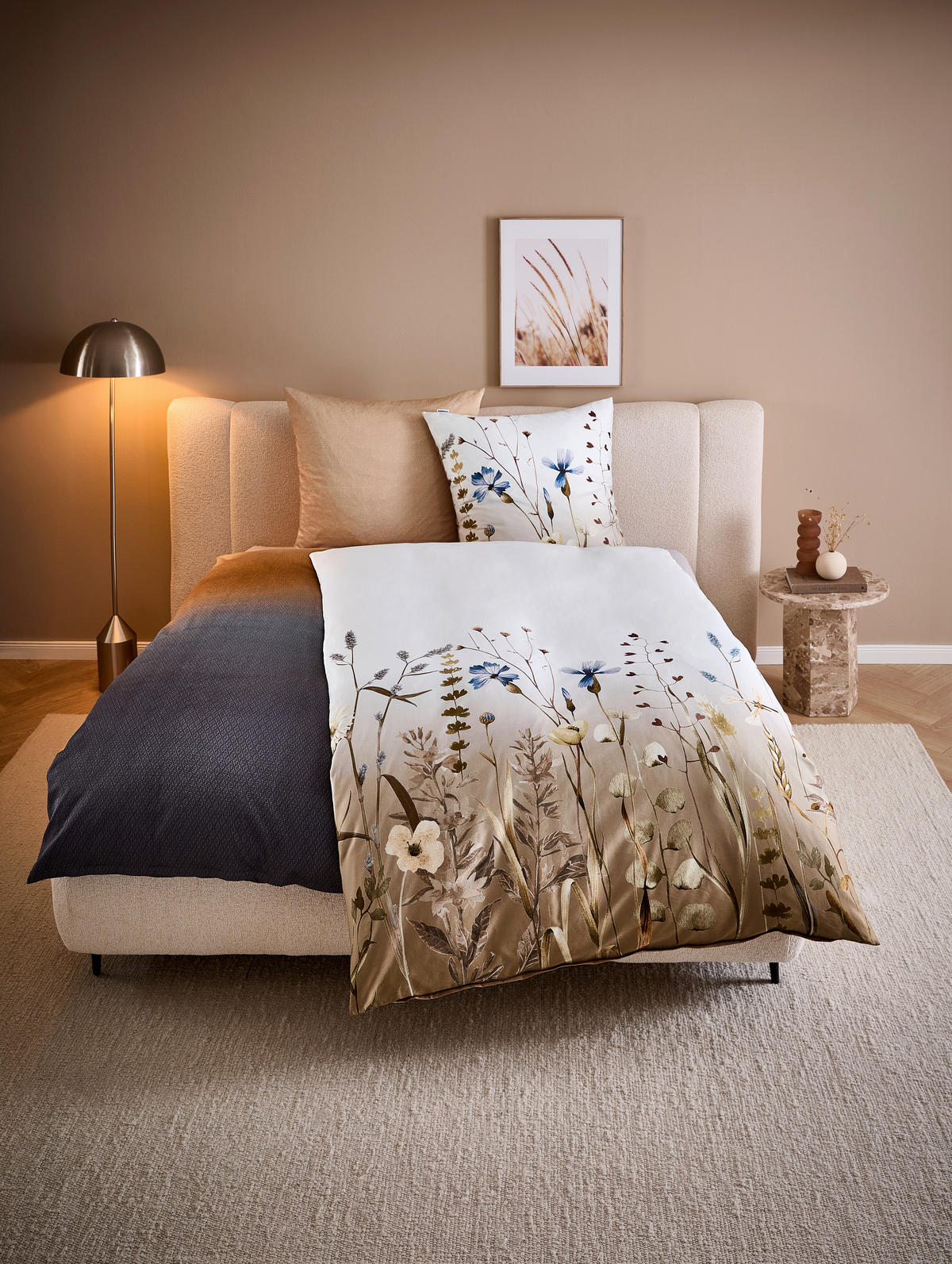 BETTWÄSCHE Satin 135/200 cm  - Blau/Beige, Design, Textil (135/200cm) - Novel