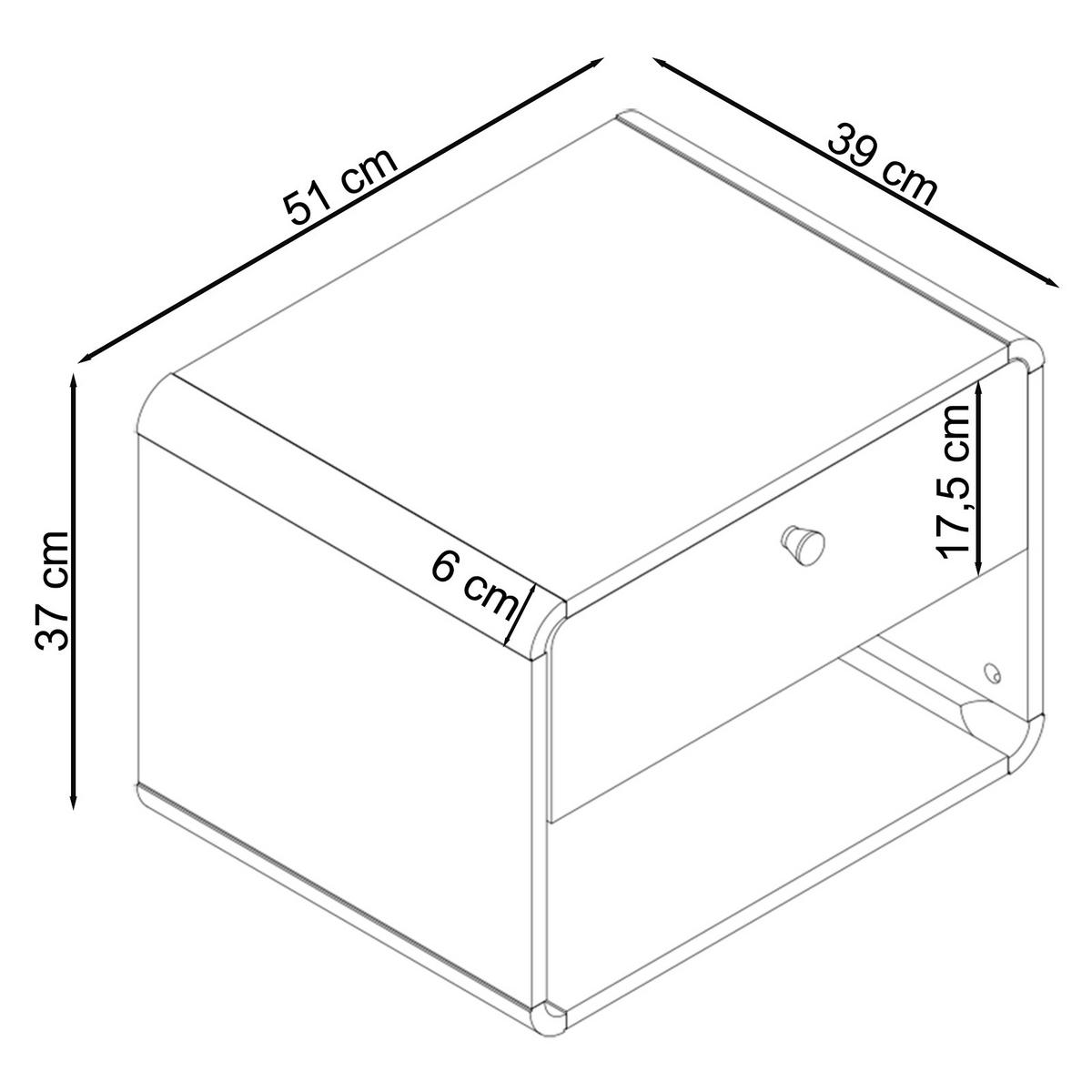 NACHTTISCH 51/39/37 cm  - Eichefarben/Weiß, Design, Holz/Holzwerkstoff (51/39/37cm) - MID.YOU