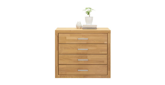 KOMMODE Eiche teilmassiv geölt Eichefarben - Eichefarben/Grau, KONVENTIONELL, Holz/Holzwerkstoff (90/80/42cm) - Linea Natura