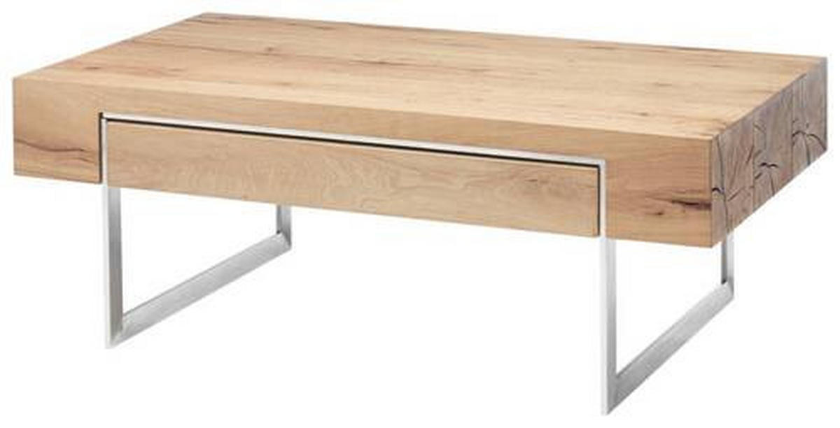 KLUB STOČIĆ 110/40/60 cm  boja hrasta, boja nerđajućeg čelika  - boja hrasta/boja nerđajućeg čelika, Dizajnerski, drvo/metal (110/40/60cm) - Valnatura