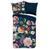 WENDEBETTWÄSCHE Fiori Satin 135/200 cm  - Blau/Dunkelblau, Natur, Textil (135/200cm)