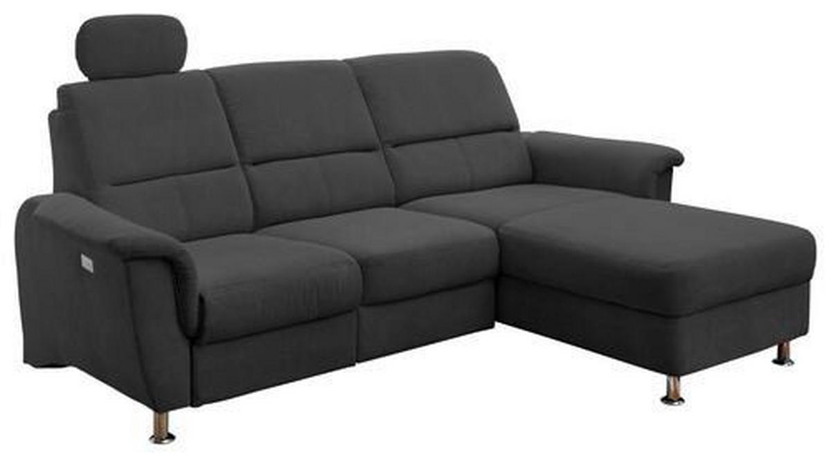 ECKSOFA in Mikrofaser Schwarz  - Chromfarben/Schwarz, Modern, Textil/Metall (231/165cm) - Livetastic