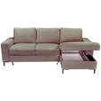 ECKSOFA Taupe Cord  - Taupe/Schwarz, KONVENTIONELL, Textil/Metall (240/150cm) - Carryhome
