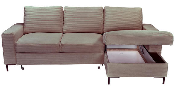 ECKSOFA Taupe Cord  - Taupe/Schwarz, KONVENTIONELL, Textil/Metall (240/150cm) - Carryhome
