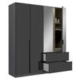 KLEIDERSCHRANK 181/210/54 cm,  in Grau, Dunkelgrau, 4-türig  - Dunkelgrau/Grau, KONVENTIONELL, Glas/Holzwerkstoff (181/210/54cm) - Carryhome