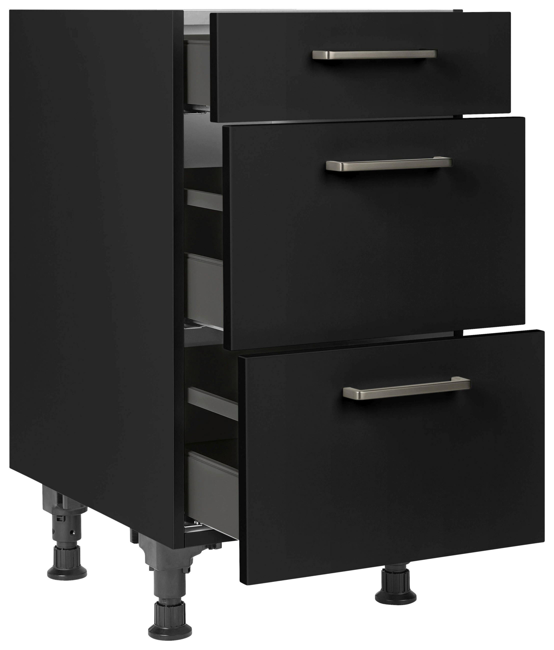 SCHUBKASTENUNTERSCHRANK 45/87/56 cm  in Schwarz  - Edelstahlfarben/Schwarz, MODERN, Holzwerkstoff/Metall (45/87/56cm) - Nobilia