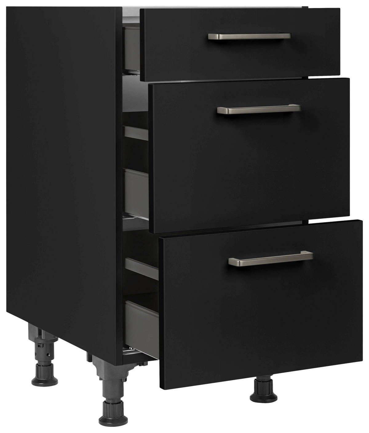 SCHUBKASTENUNTERSCHRANK 45/87/56 cm  in Schwarz  - Edelstahlfarben/Schwarz, MODERN, Holzwerkstoff/Metall (45/87/56cm) - Nobilia
