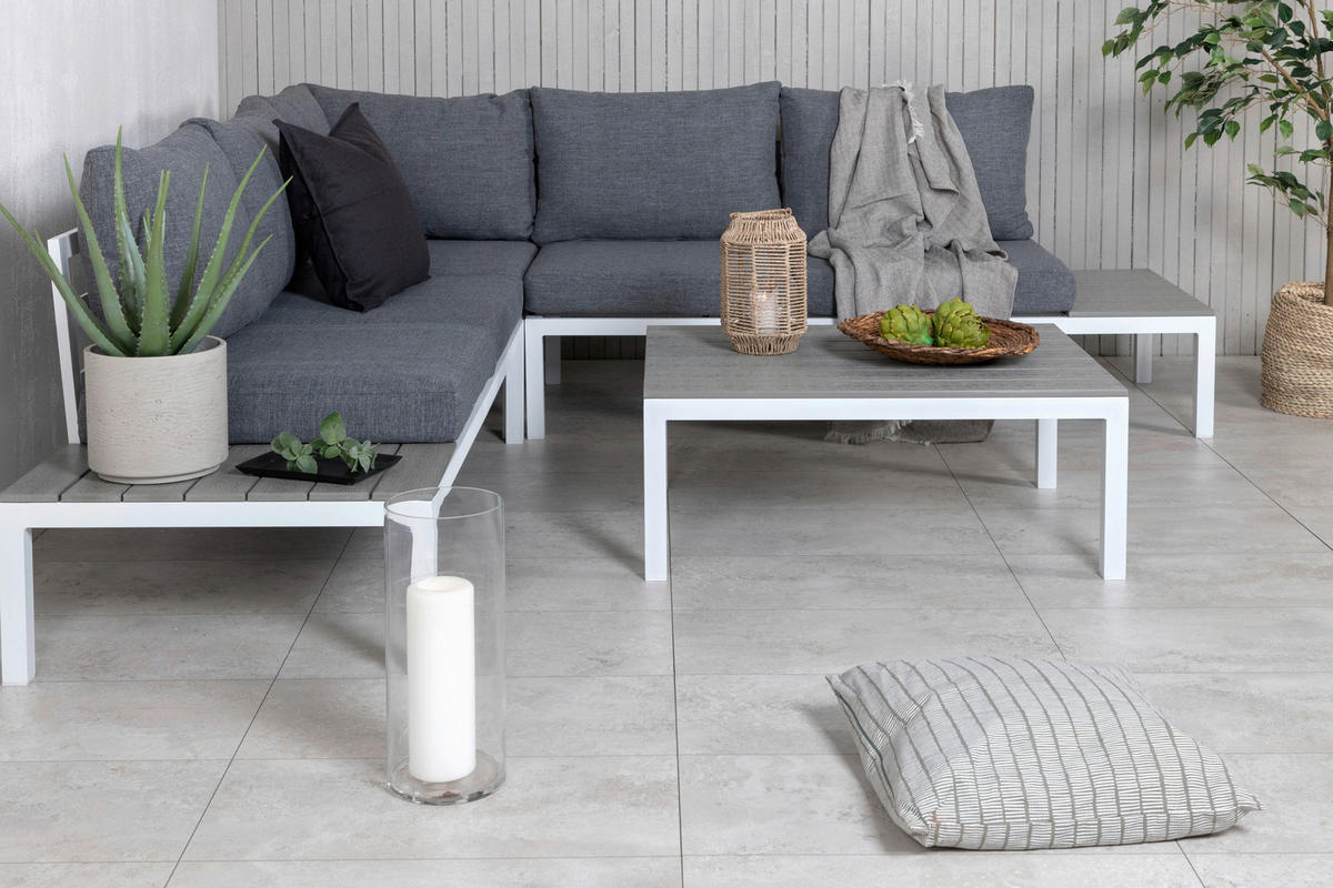LOUNGEGARNITUR 133/167 cm Aluminium  - Weiß, KONVENTIONELL, Metall (133/167cm) - Gardenson