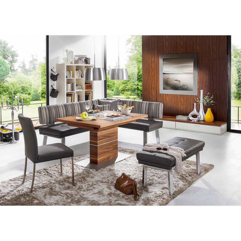 Thumbnail - Moderano Hockerbank, Grau, Silber, Metall, Leder, Echtleder, Nappaleder, Longlife-Leder, Dickleder, 2-Sitzer, 113x51x48 ...