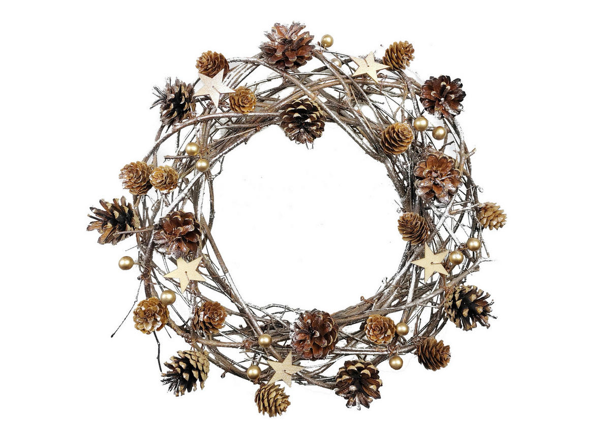 KRANZ - Champagner, LIFESTYLE, Naturmaterialien/Holz (35cm) - X-Mas