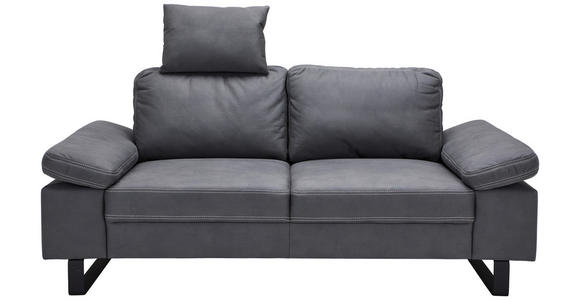 2-SITZER-SOFA in Mikrofaser Grau  - Beige/Schwarz, Design, Textil/Metall (194/86/97cm) - Hom`in