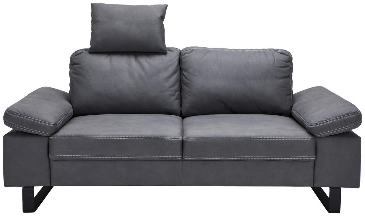 2-SITZER-SOFA in Mikrofaser Grau  - Beige/Schwarz, Design, Textil/Metall (194/86/97cm) - Hom`in