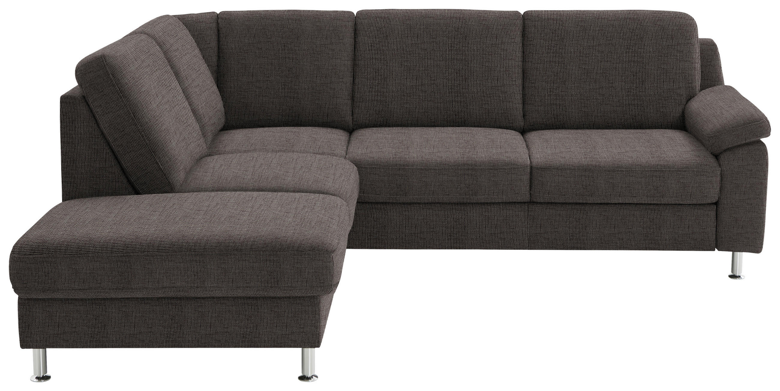 ECKSOFA in Webstoff Dunkelbraun  - Dunkelbraun/Alufarben, Konventionell, Textil/Metall (200/241cm) - Beldomo System