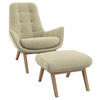 SESSELSET Flachgewebe Hocker    - Eichefarben/Beige, Design, Holz/Textil (84/95/96cm) - MID.YOU