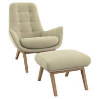 SESSELSET Flachgewebe Hocker    - Eichefarben/Beige, Design, Holz/Textil (84/95/96cm) - MID.YOU