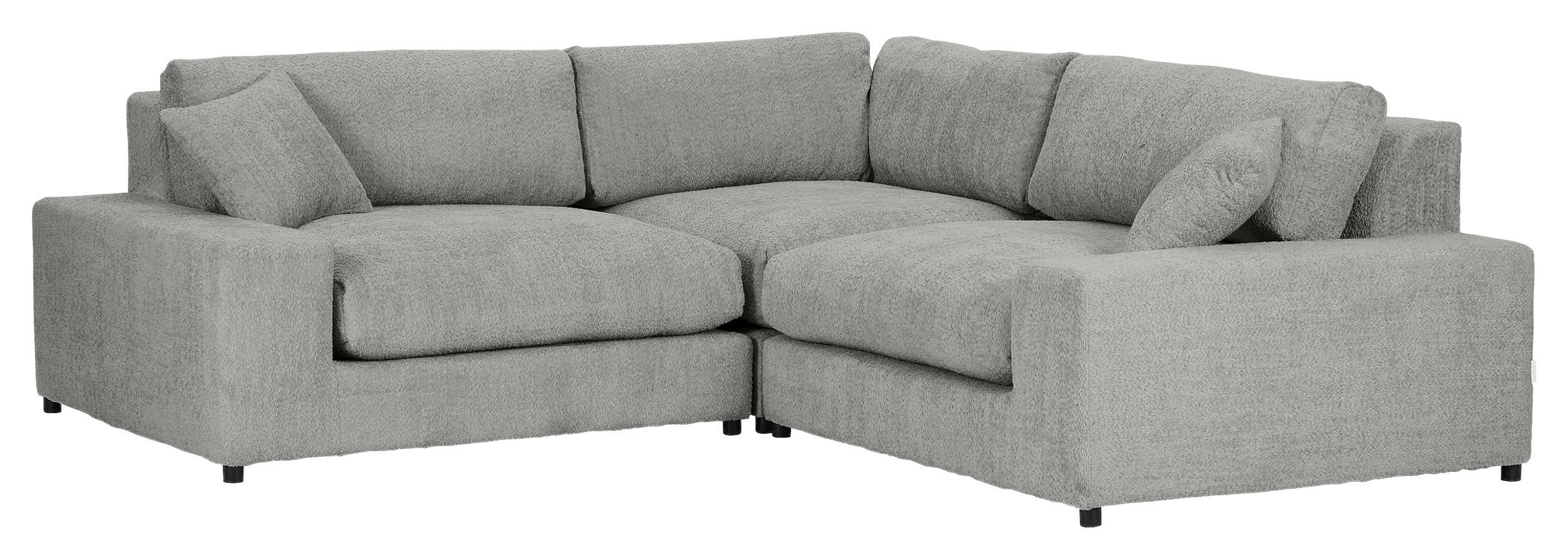 ECKSOFA  Grau Bouclé  - Greige/Schwarz, MODERN, Kunststoff/Textil (255/255cm) - Landscape