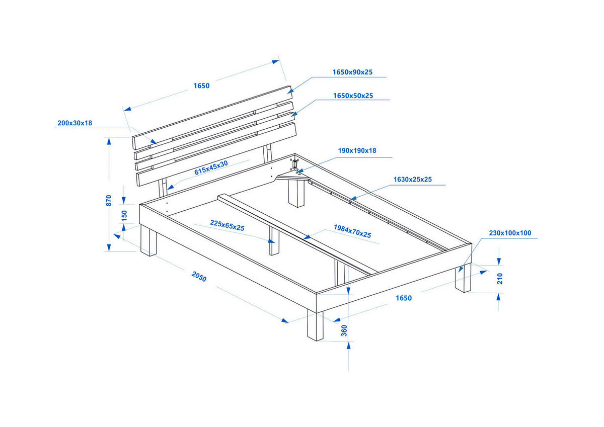 BETT 160/200 cm  in Kernbuche  - Kernbuche, KONVENTIONELL, Holz (160/200cm) - Boxxx