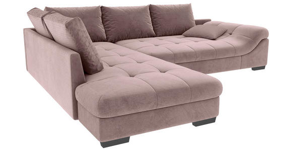ECKSOFA Altrosa Cord Zierkissen, Rückenkissen, Rücken echt  - Schwarz/Altrosa, KONVENTIONELL, Holz/Textil (202/298cm) - Carryhome