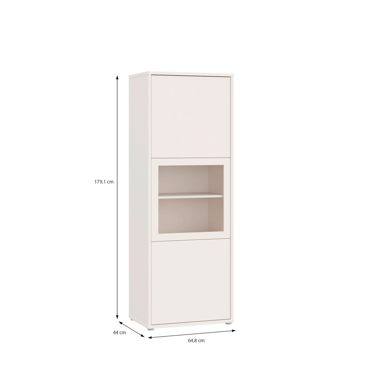 VITRINE  in Sandfarben  - Sandfarben/Grau, MODERN, Glas/Holz (64,8/179,1/44cm) - Carryhome