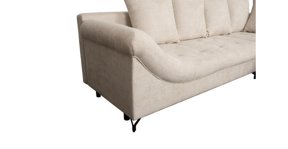 ECKSOFA Creme Struktur - Creme/Schwarz, KONVENTIONELL, Textil/Metall (247/194cm) - Carryhome