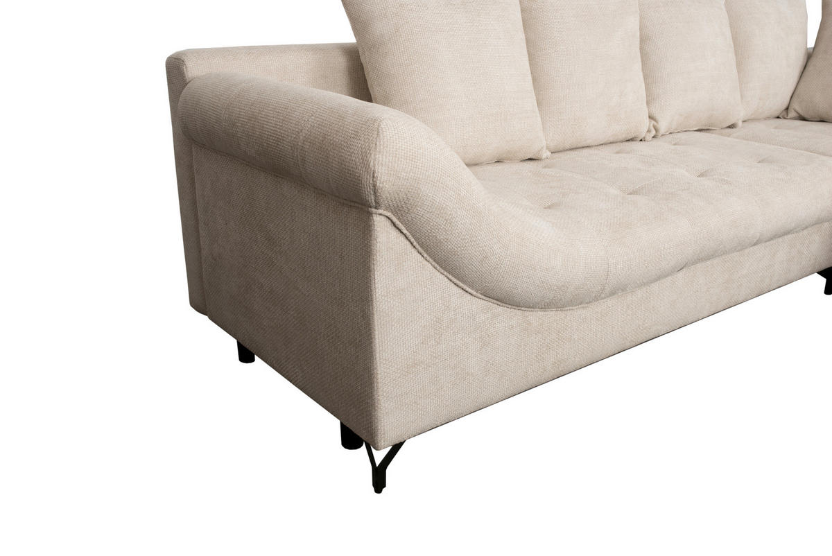 ECKSOFA in Struktur Creme  - Creme/Schwarz, Konventionell, Textil/Metall (274/194cm) - Carryhome