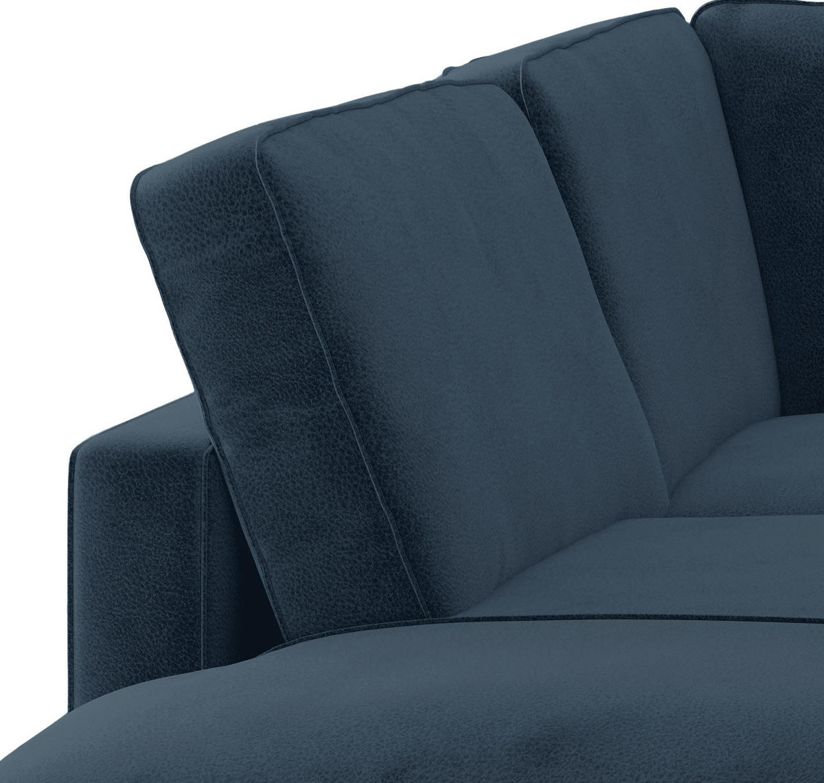 ECKSOFA Bali Dunkelblau Flachgewebe  - Schwarz/Dunkelblau, Design, Textil/Metall (202/250cm) - Livetastic
